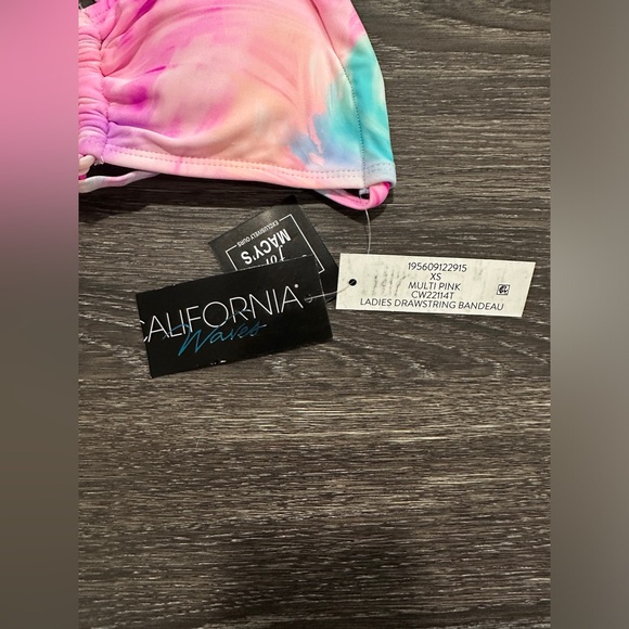 NWT California Waves Pink Cinch-Front Strappy Bikini Top - Picture 6 of 7